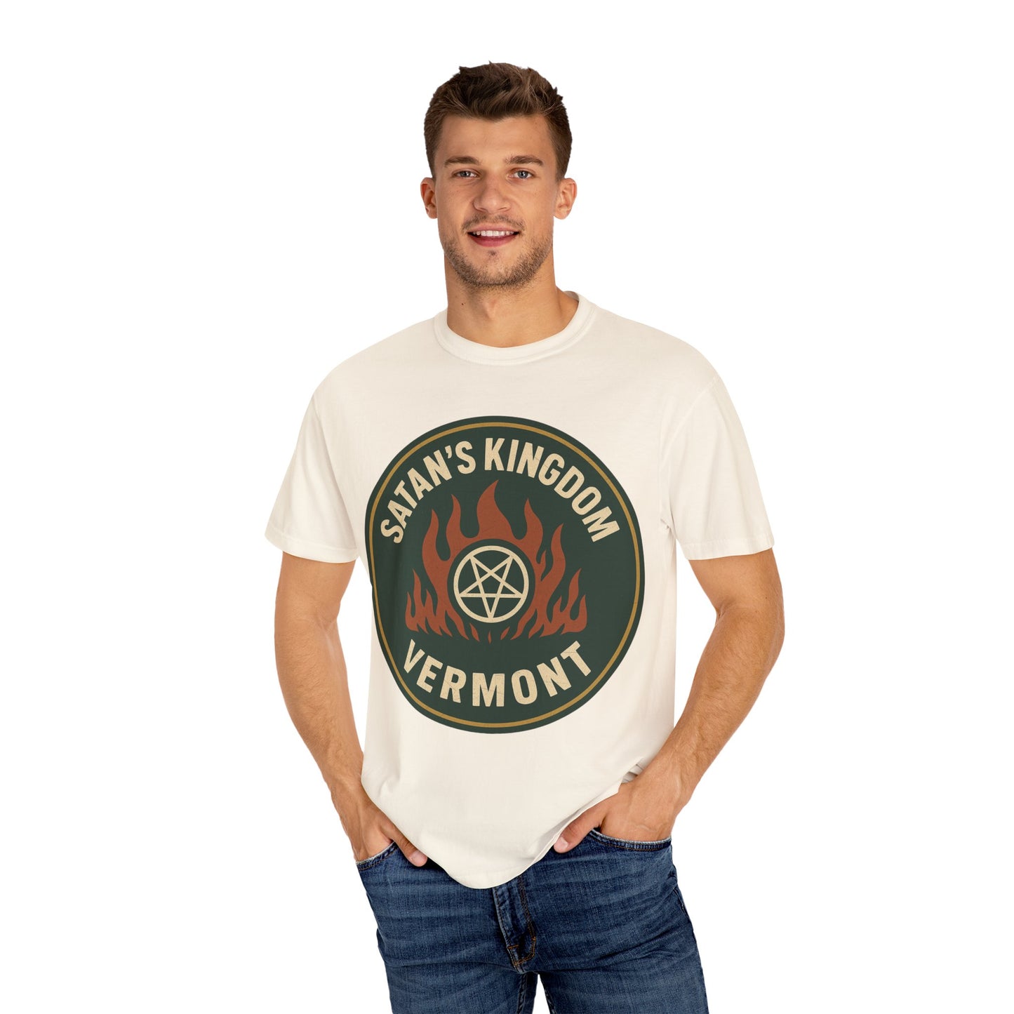 Satan's Kingdom, Vermont — Pentagram Flames T-shirt