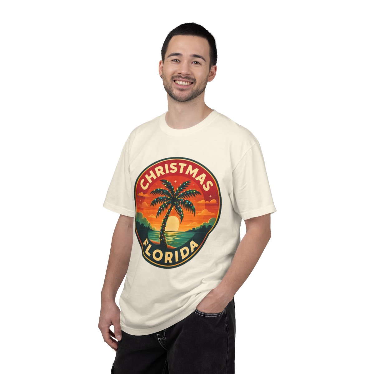 Christmas, FL — Tropical Badge Variant T-shirt – Ivory person-1-front