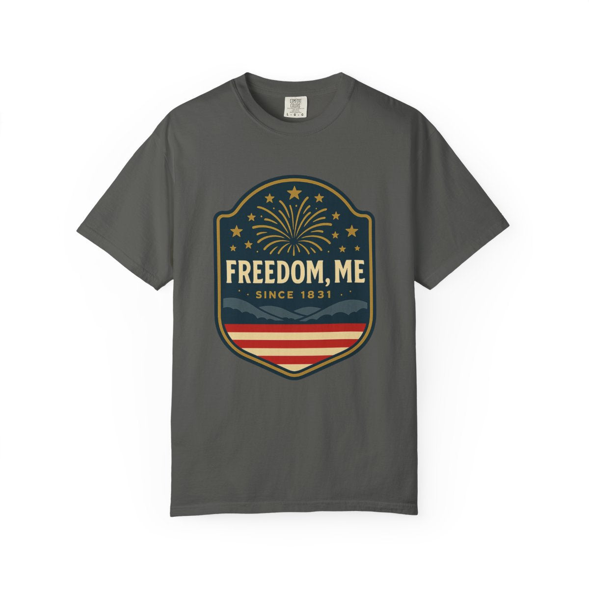 Freedom, NH – Vintage Badge Tee – Pepper front