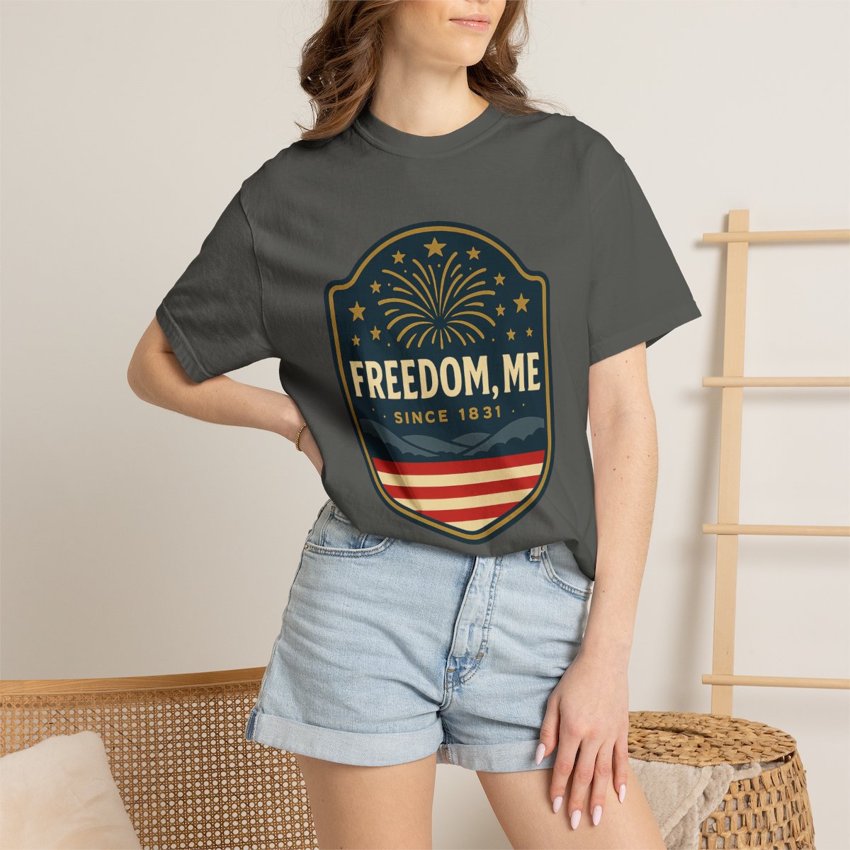 Freedom, NH – Vintage Badge Tee – Pepper person-5-context