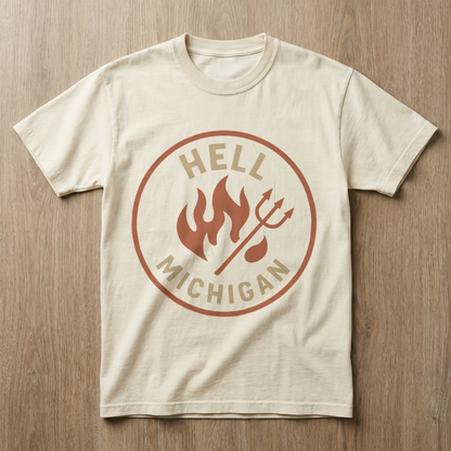 Hell, Michigan — Flames & Pitchfork T-shirt