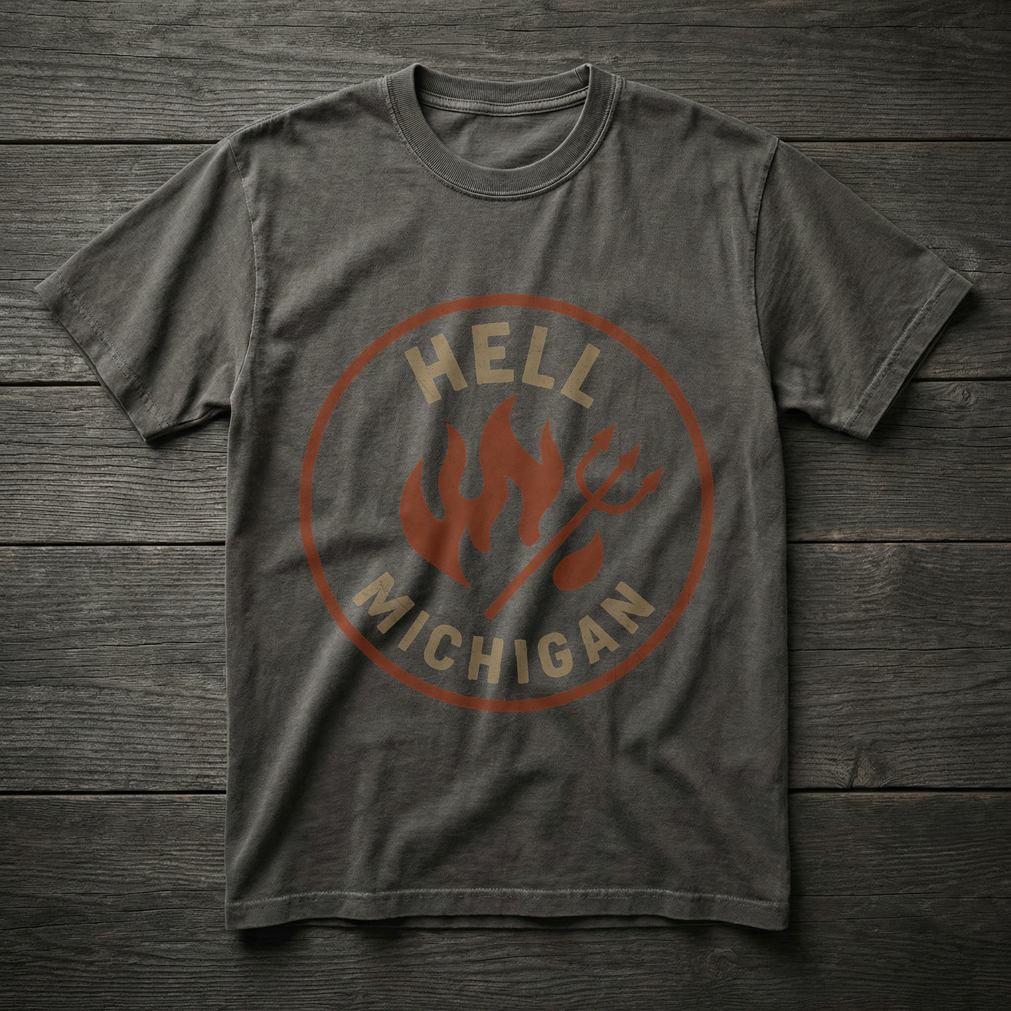 Hell, Michigan — Flames & Pitchfork T-shirt