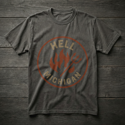 Hell, Michigan — Flames & Pitchfork T-shirt