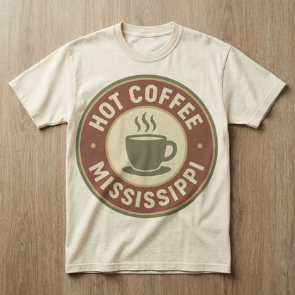 Hot Coffee, MS — Badge Steaming Mug T-shirt