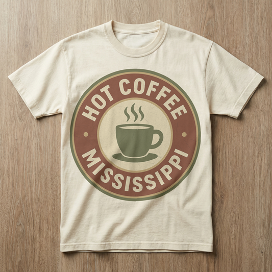 Hot Coffee, MS — Badge Steaming Mug T-shirt