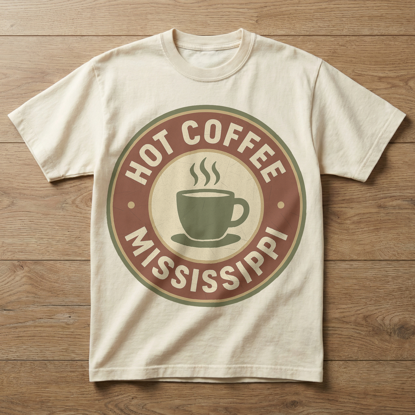 Hot Coffee, MS — Badge Steaming Mug T-shirt