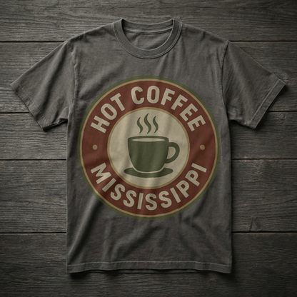 Hot Coffee, MS — Badge Steaming Mug T-shirt