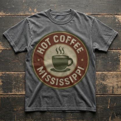 Hot Coffee, MS — Badge Steaming Mug T-shirt
