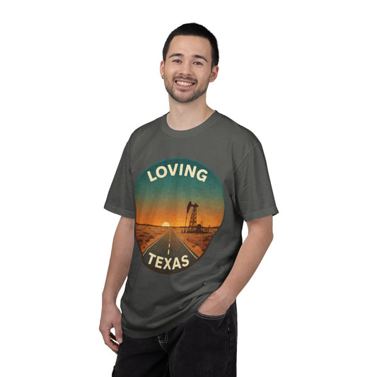 Loving, TX — Desert Sunset T-shirt – Pepper person-1-front
