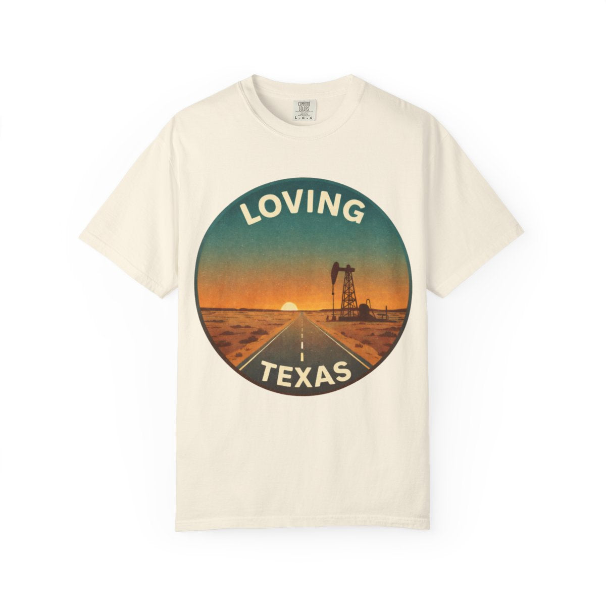 Loving, TX — Desert Sunset T-shirt – Ivory front