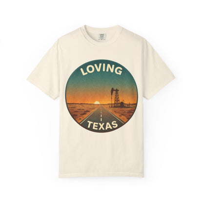 Loving, TX — Desert Sunset T-shirt – Ivory front