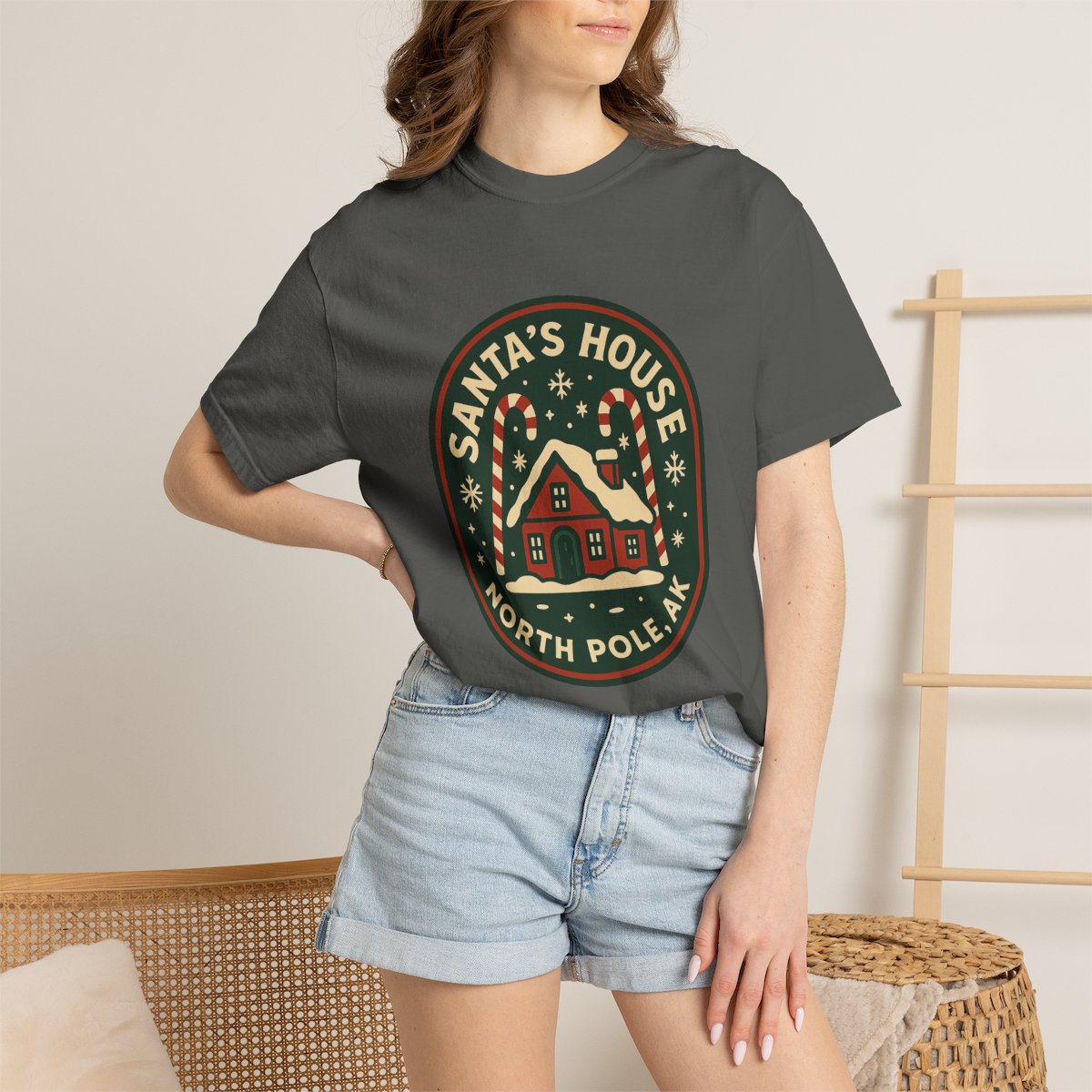 North Pole, AK – Vintage Badge Tee – Pepper person-5-context