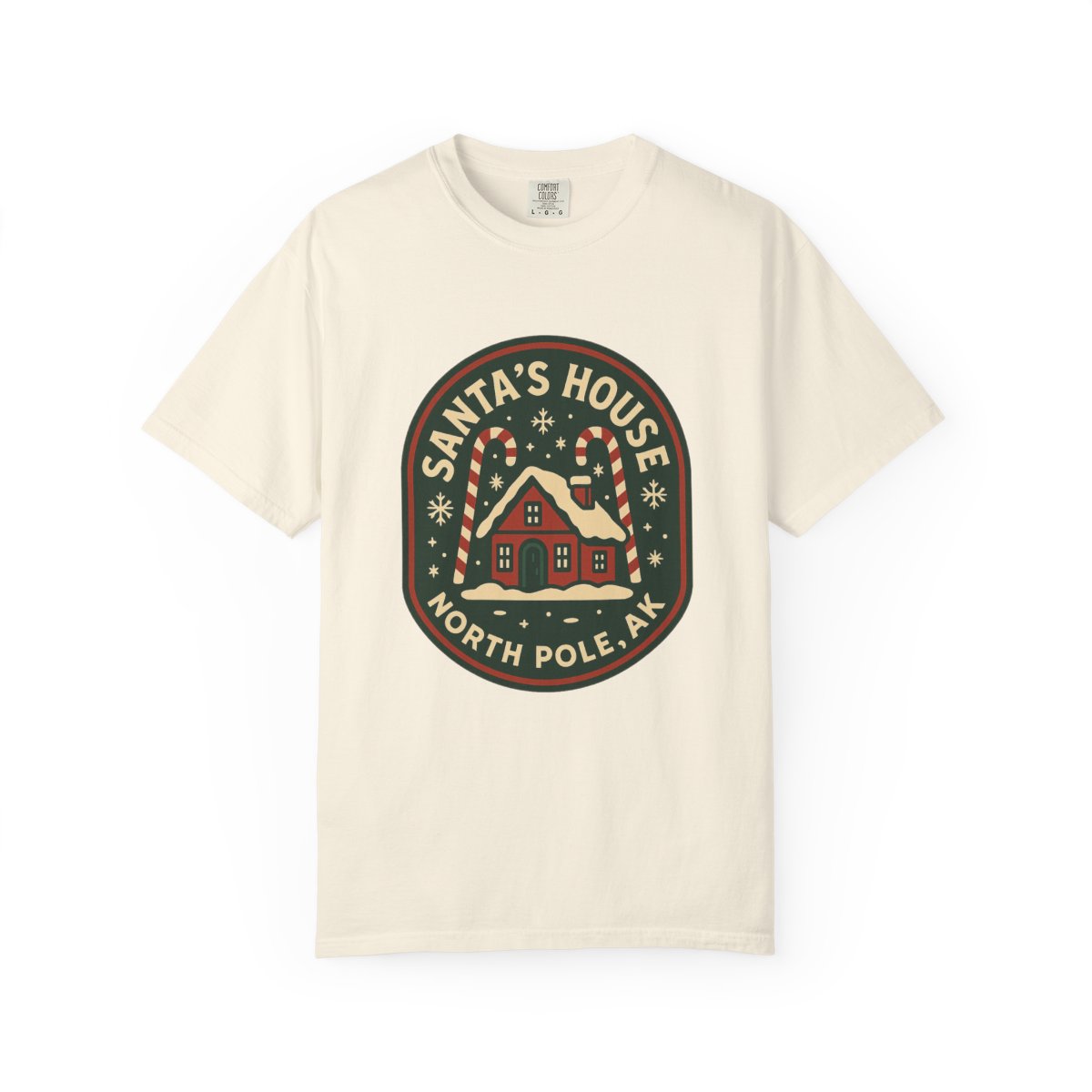 North Pole, AK – Vintage Badge Tee – Ivory front