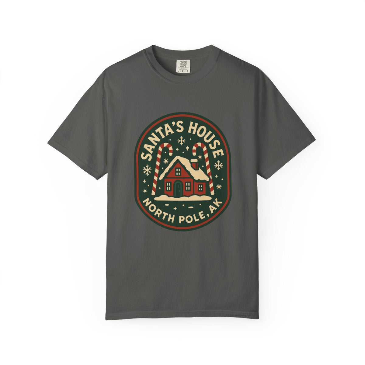 North Pole, AK – Vintage Badge Tee – Pepper front