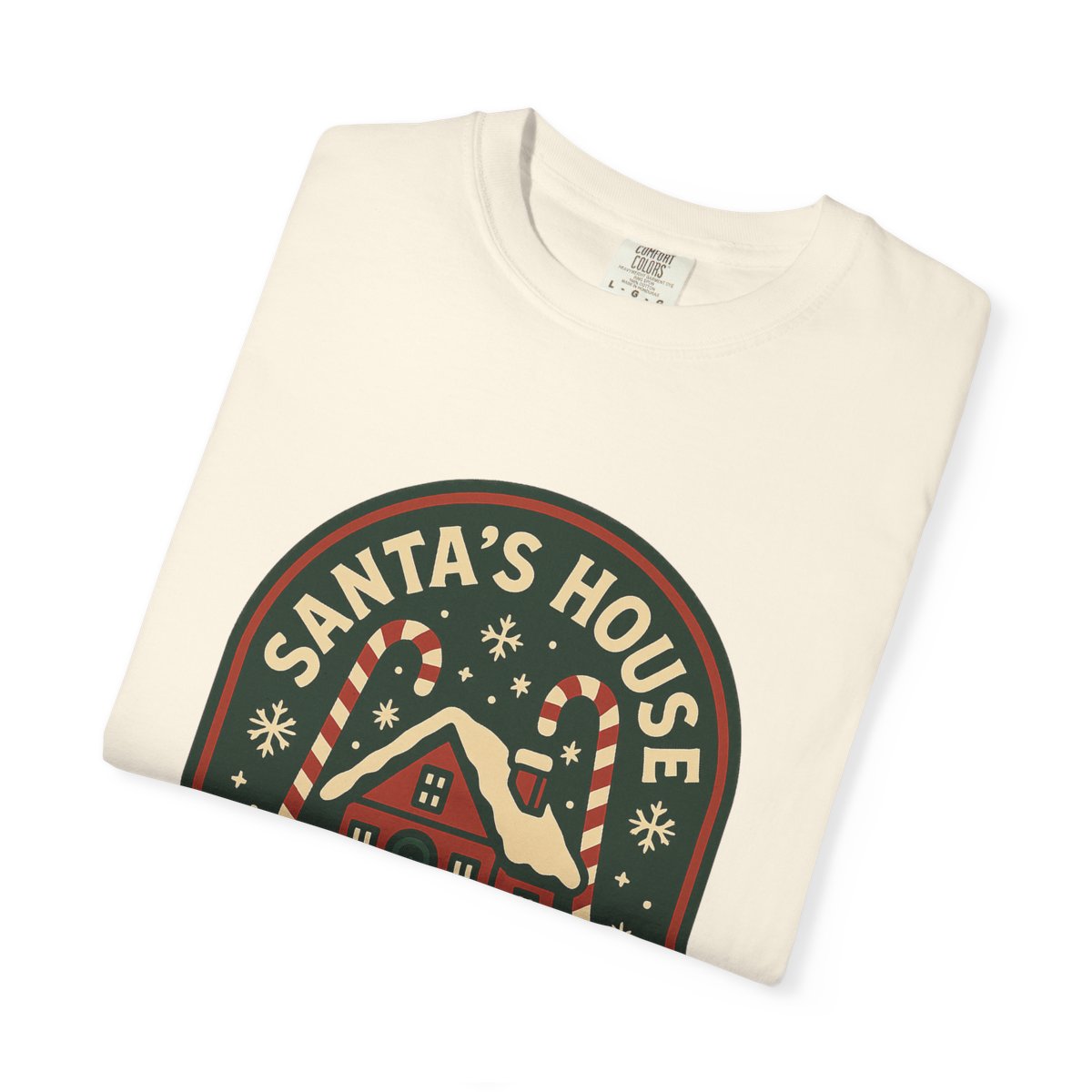 North Pole, AK – Vintage Badge Tee – Ivory folded