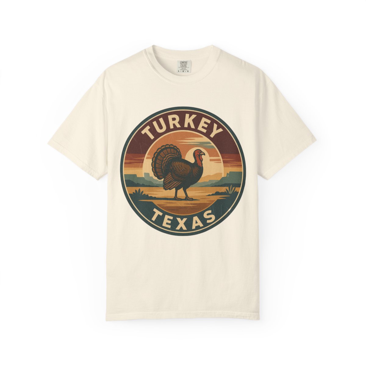 Turkey, TX — Vintage Badge Tee T-shirt – Ivory front