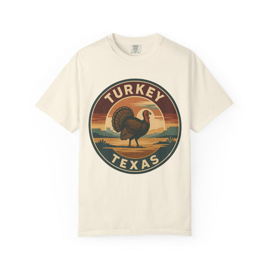 Turkey, TX — Vintage Badge Tee T-shirt – Ivory front