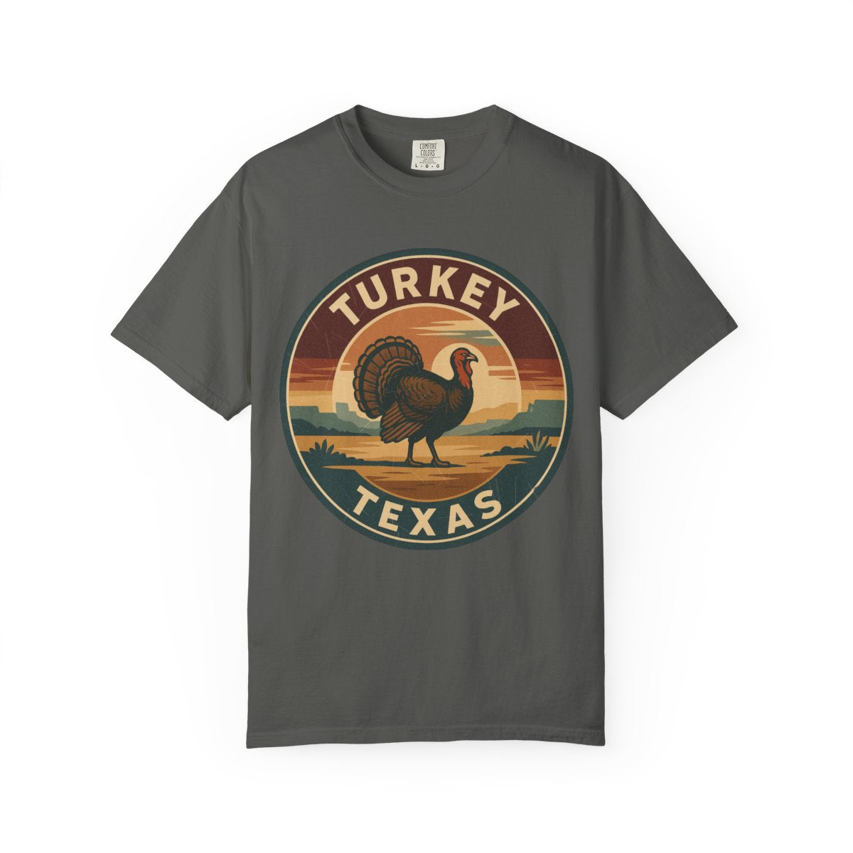 Turkey, TX — Vintage Badge Tee T-shirt – Pepper front