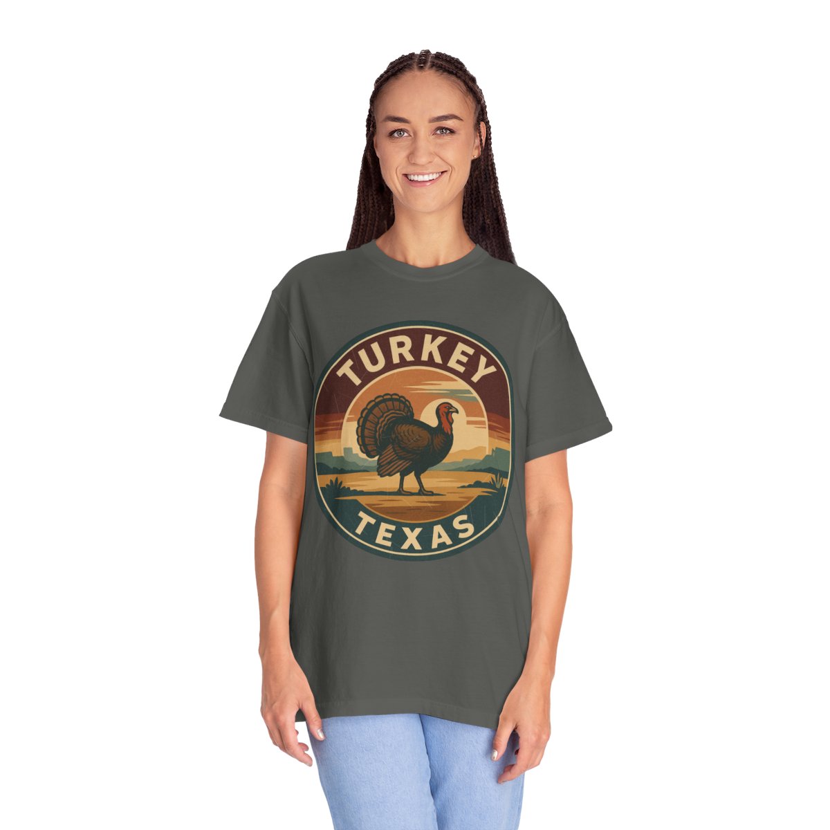Turkey, TX — Vintage Badge Tee T-shirt – Pepper person-2