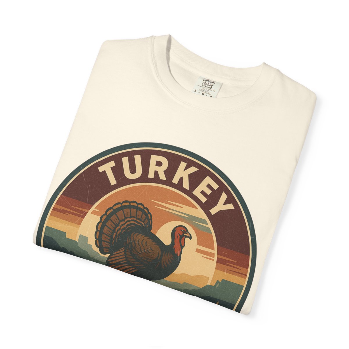 Turkey, TX — Vintage Badge Tee T-shirt – Ivory folded