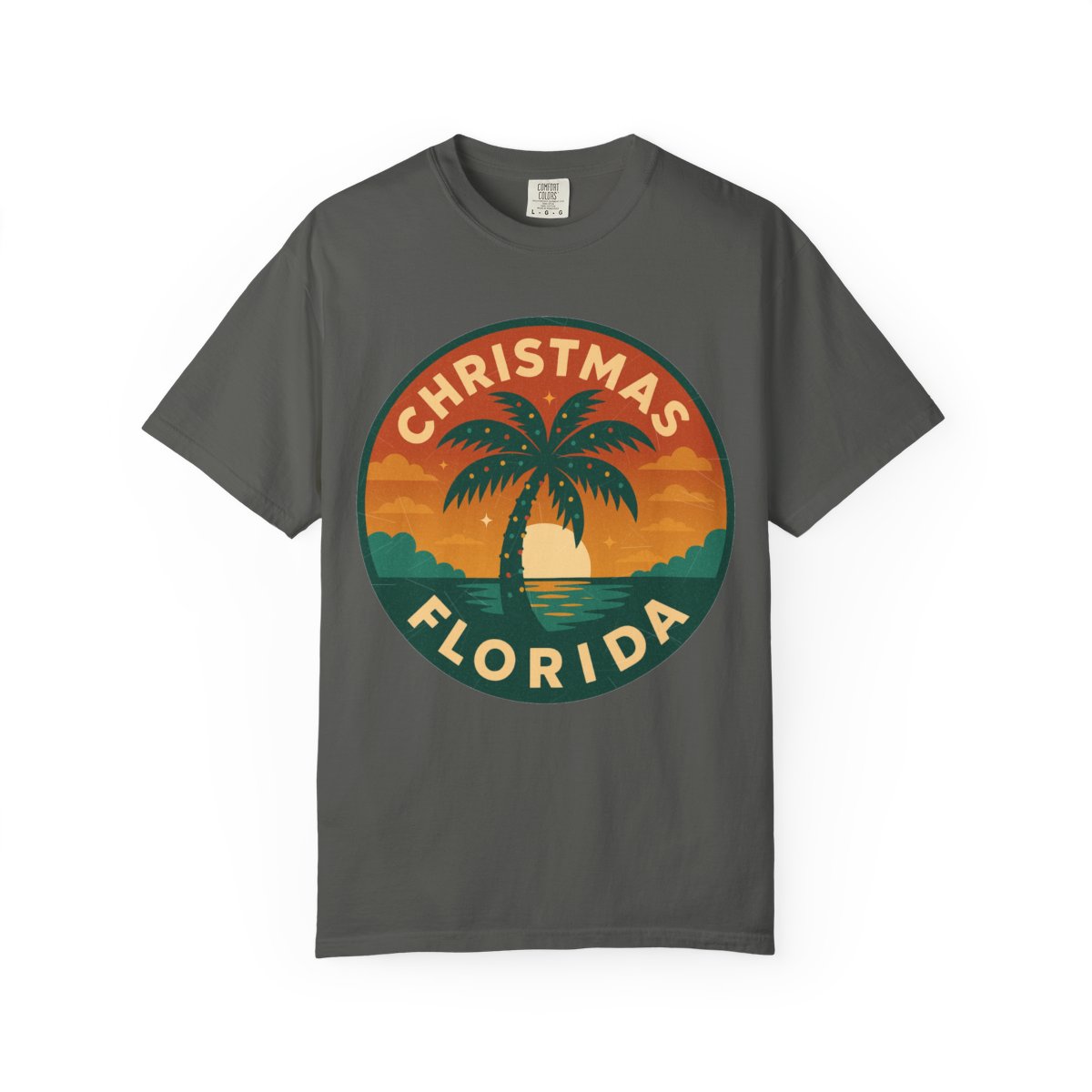 Christmas, FL — Festive Badge Sunrise T-shirt – Pepper front