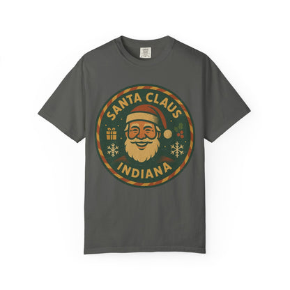 Santa Claus, IN — Vintage Badge Tee T-shirt – Pepper front