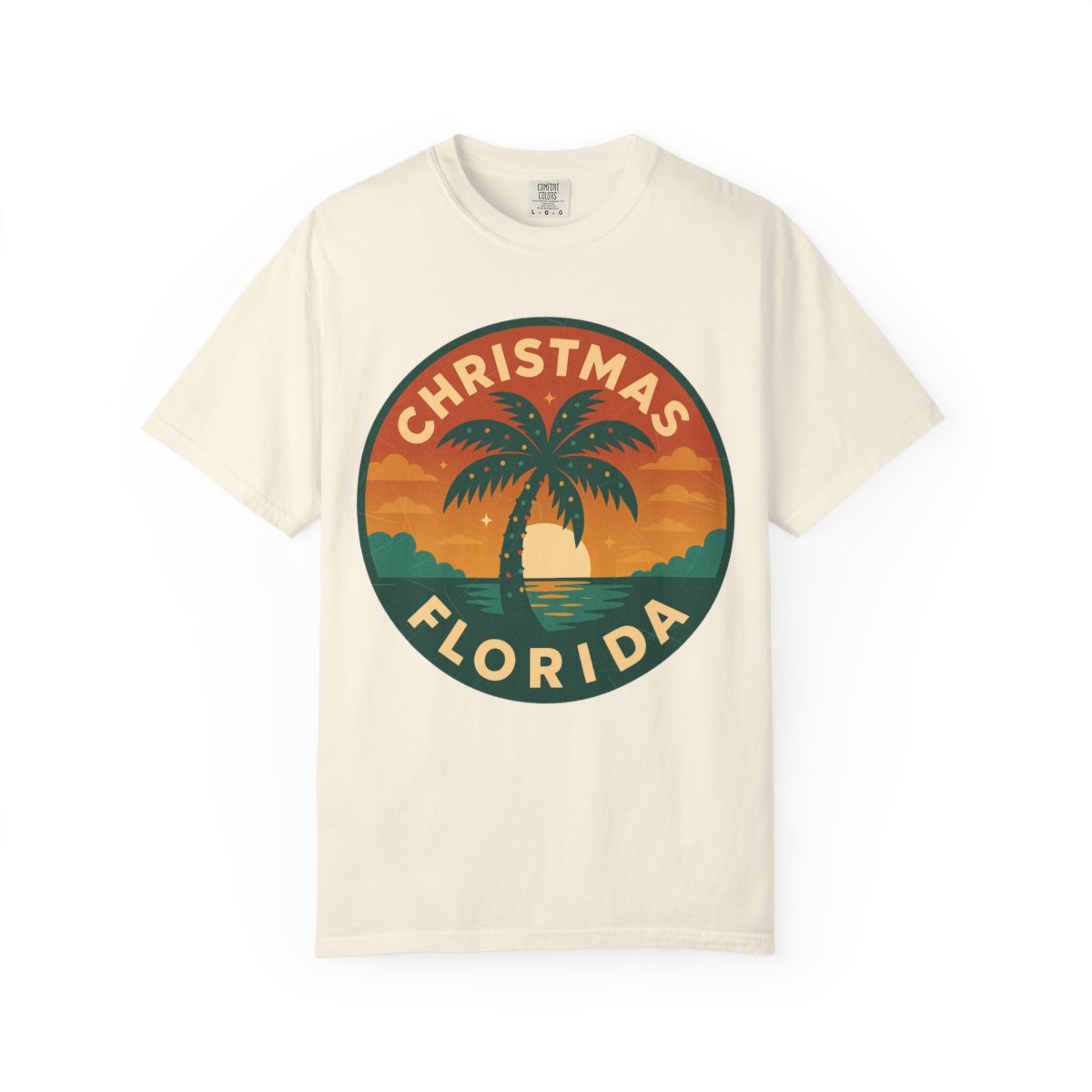 Christmas, FL — Festive Badge Sunrise T-shirt – Ivory front