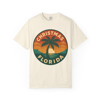 Christmas, FL — Festive Badge Sunrise T-shirt – Ivory front