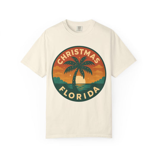 Christmas, FL — Festive Badge Sunrise T-shirt – Ivory front