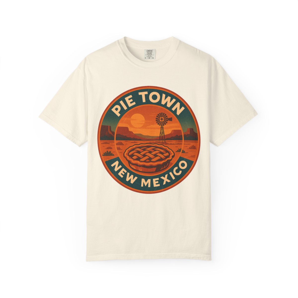 Pie Town, NM — Vintage Badge Tee T-shirt – Ivory front