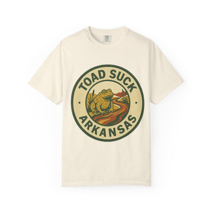 Toad Suck, AR — Riverbank Badge Variant T-shirt – Ivory front