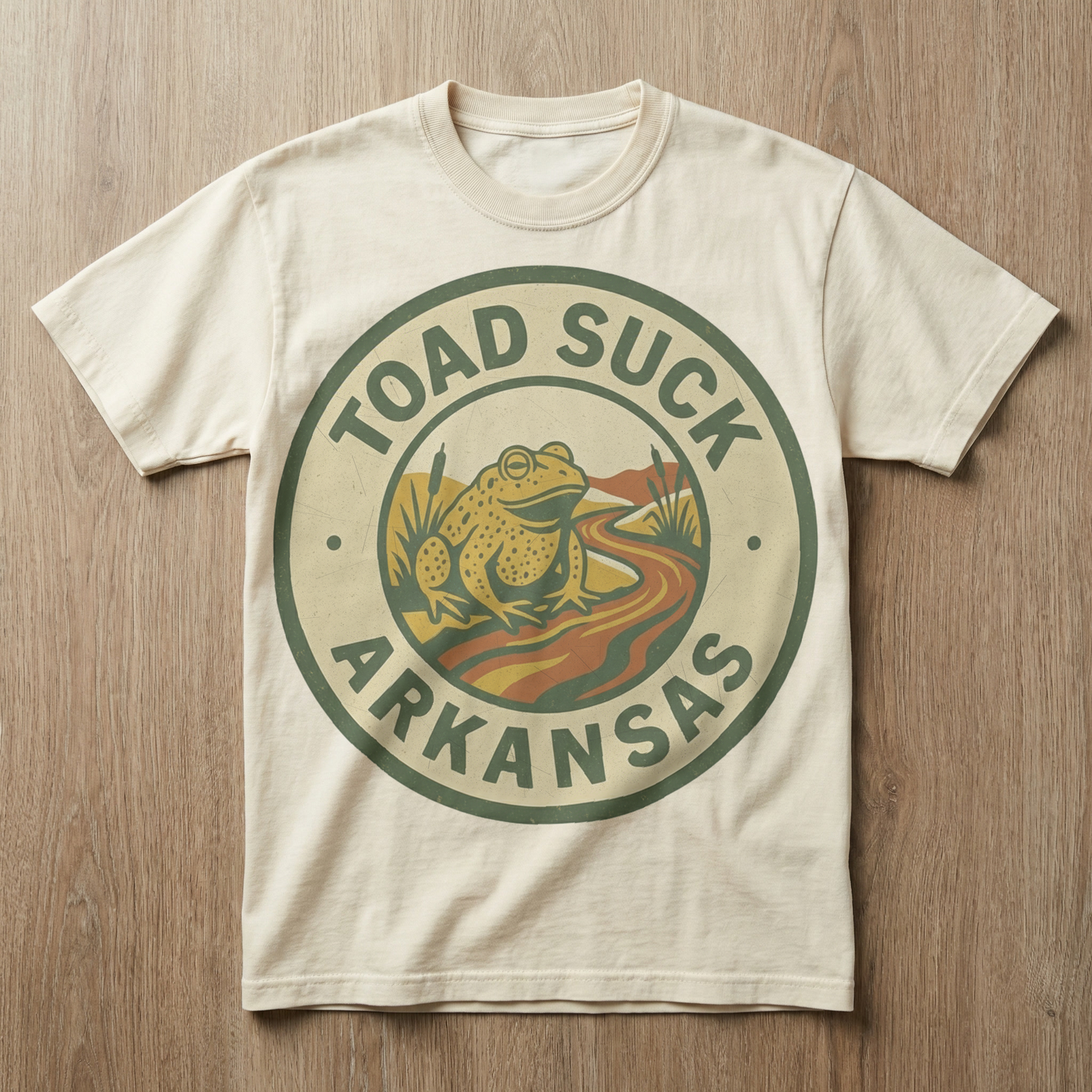 Toad Suck, AR - Riverbank Badge Variant T-shirt