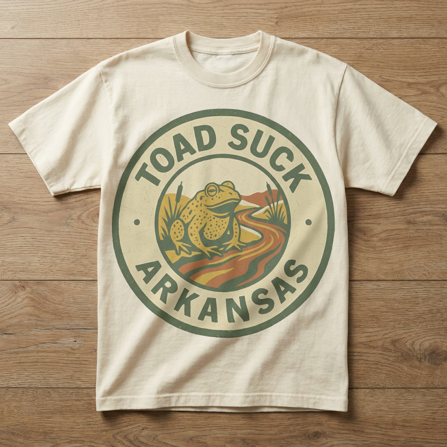 Toad Suck, AR - Riverbank Badge Variant T-shirt
