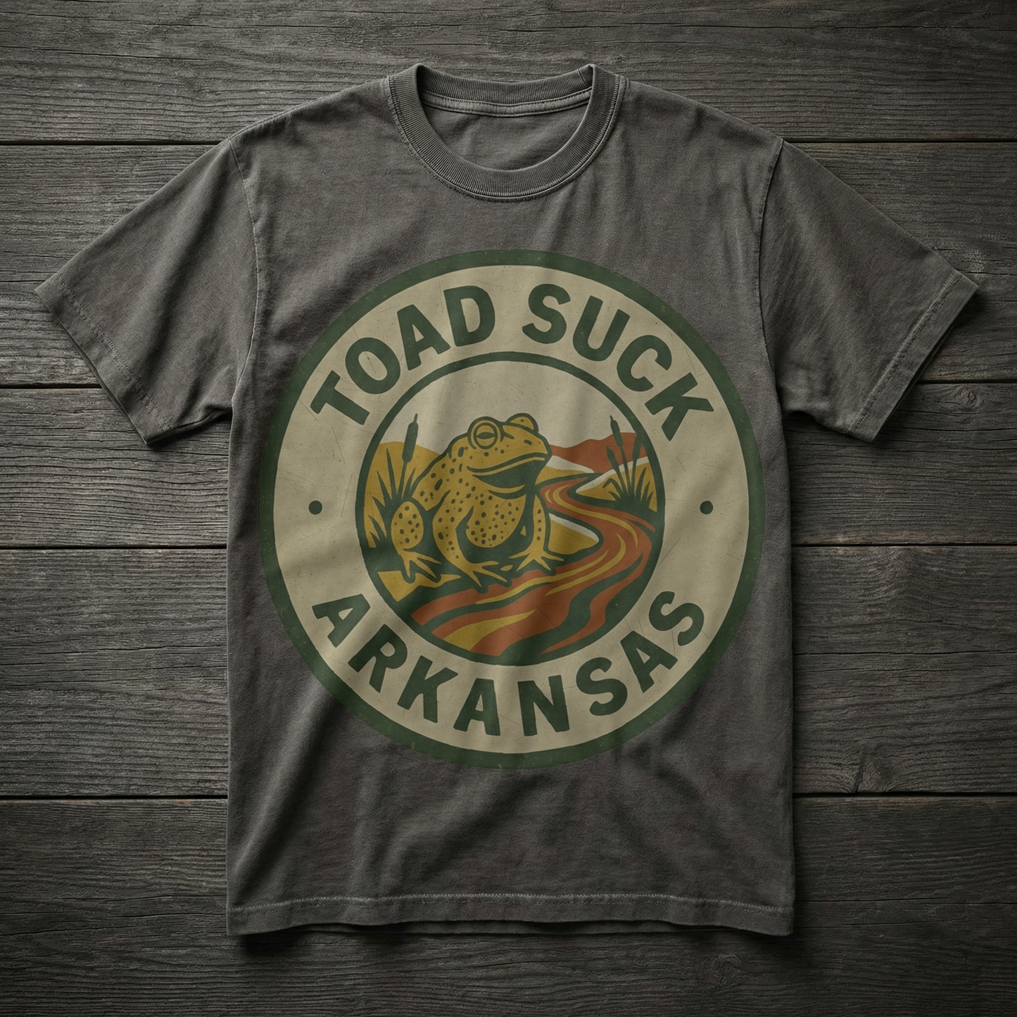 Toad Suck, AR - Riverbank Badge Variant T-shirt
