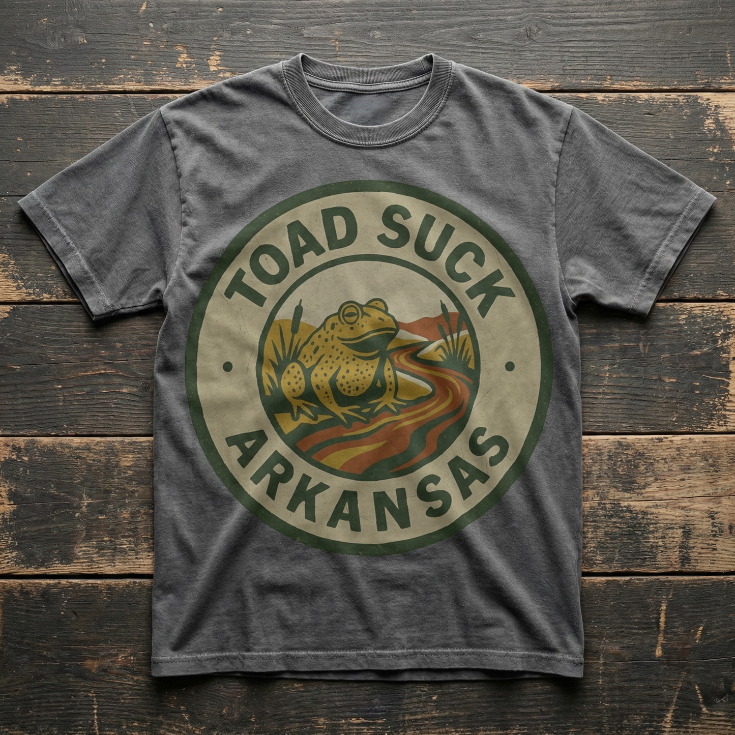 Toad Suck, AR - Riverbank Badge Variant T-shirt