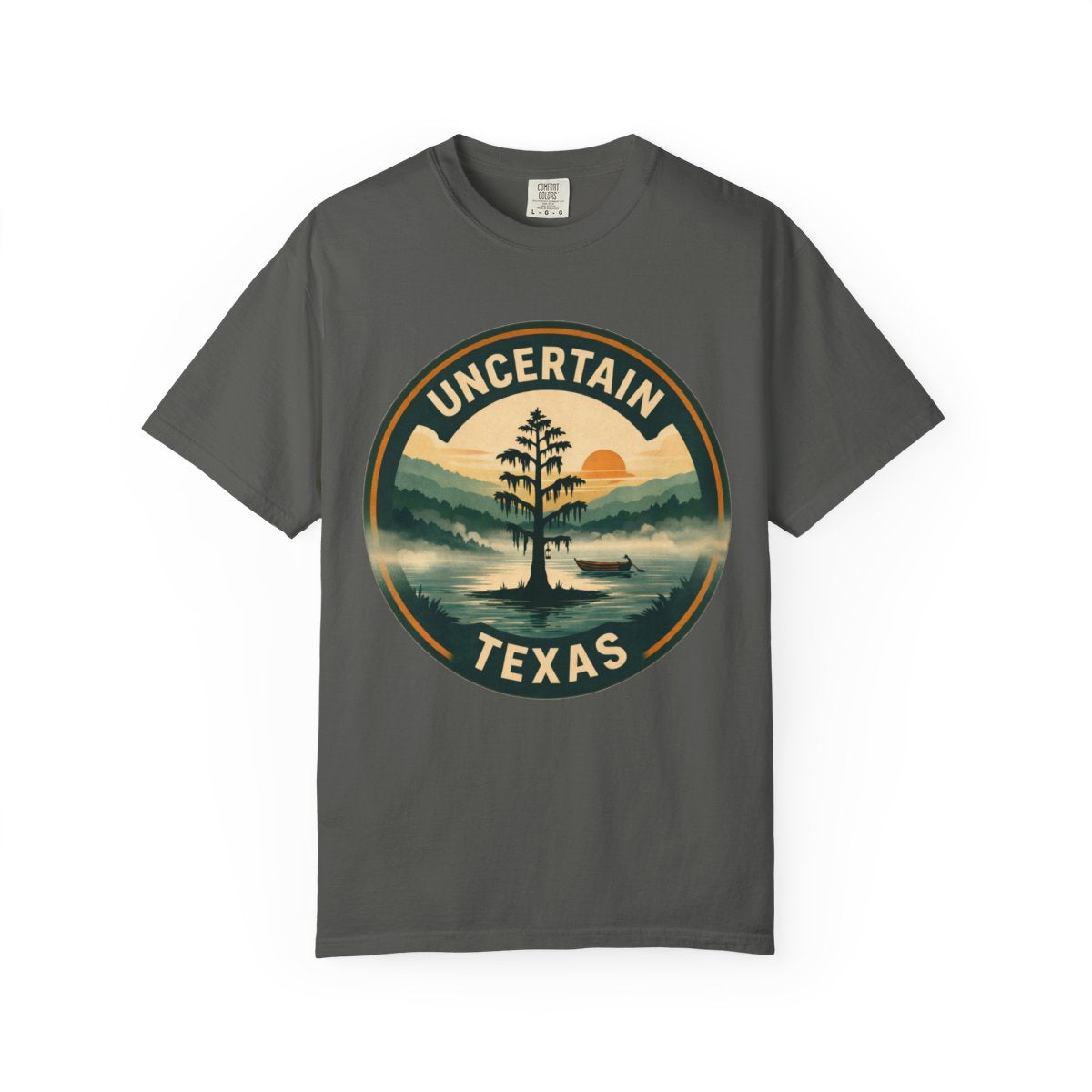 Uncertain, TX — Badge Lone Cypress T-shirt – Pepper front