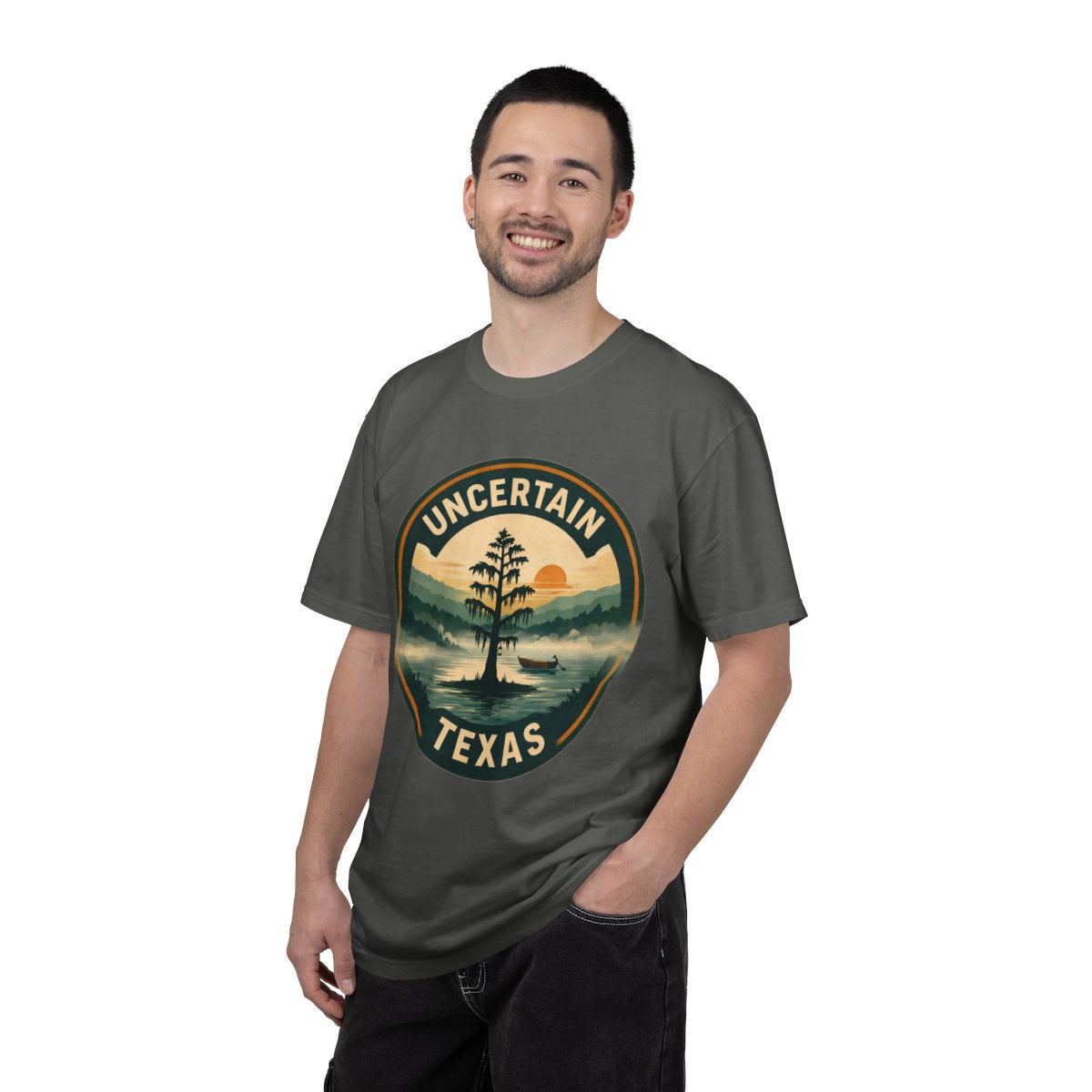 Uncertain, TX — Badge Lone Cypress T-shirt – Pepper person-1-front