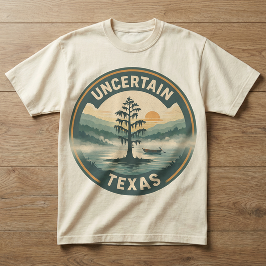 Uncertain, TX - Lone Cypress Badge T-shirt