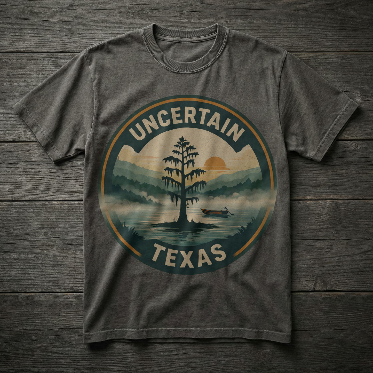 Uncertain, TX - Lone Cypress Badge T-shirt