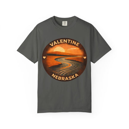 Valentine, NE — River Sunset T-shirt – Pepper front