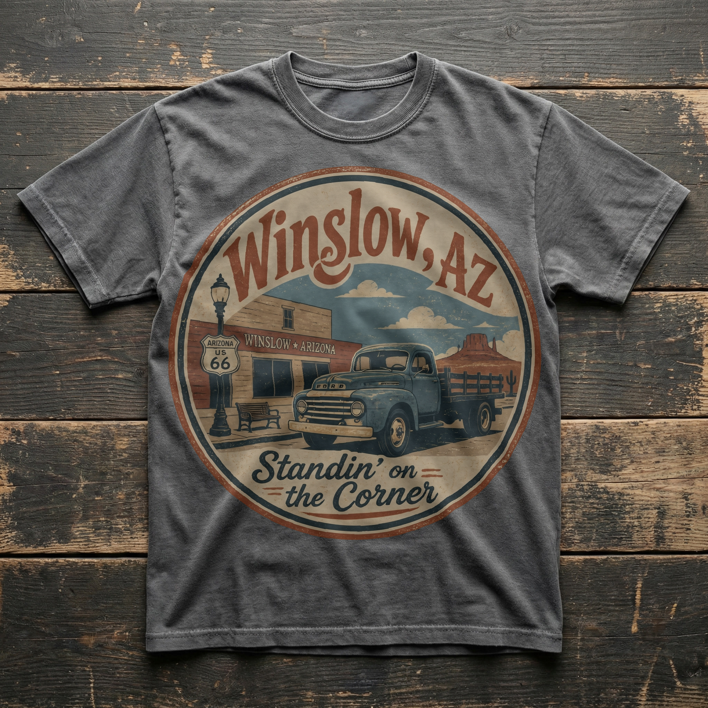 Winslow, AZ – Roadmap Tees vintage tee, Pepper colorway